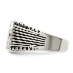 Chisel Stainless Steel Polished with CZ Signet Ring