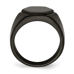 Chisel Stainless Steel Polished Black IP-plated Signet Ring