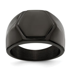 Chisel Stainless Steel Polished Black IP-plated Signet Ring