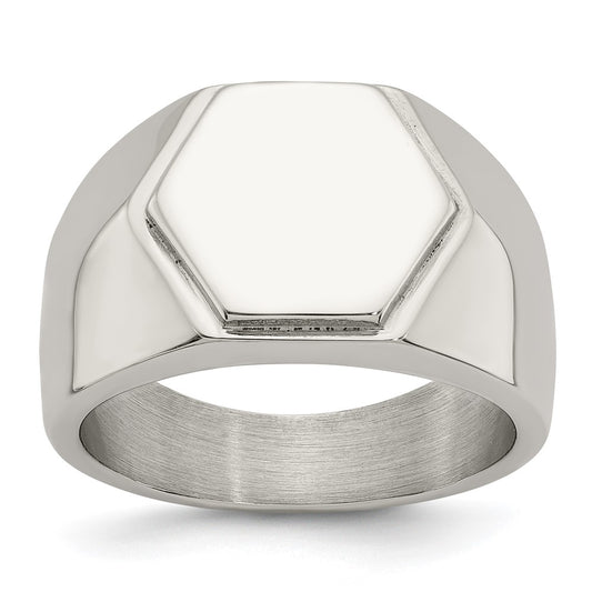 Chisel Stainless Steel Polished Signet Ring