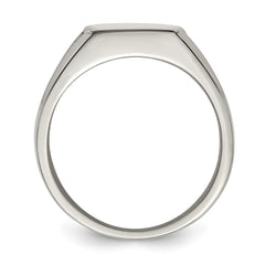 Chisel Stainless Steel Polished with Black Enamel Signet Ring