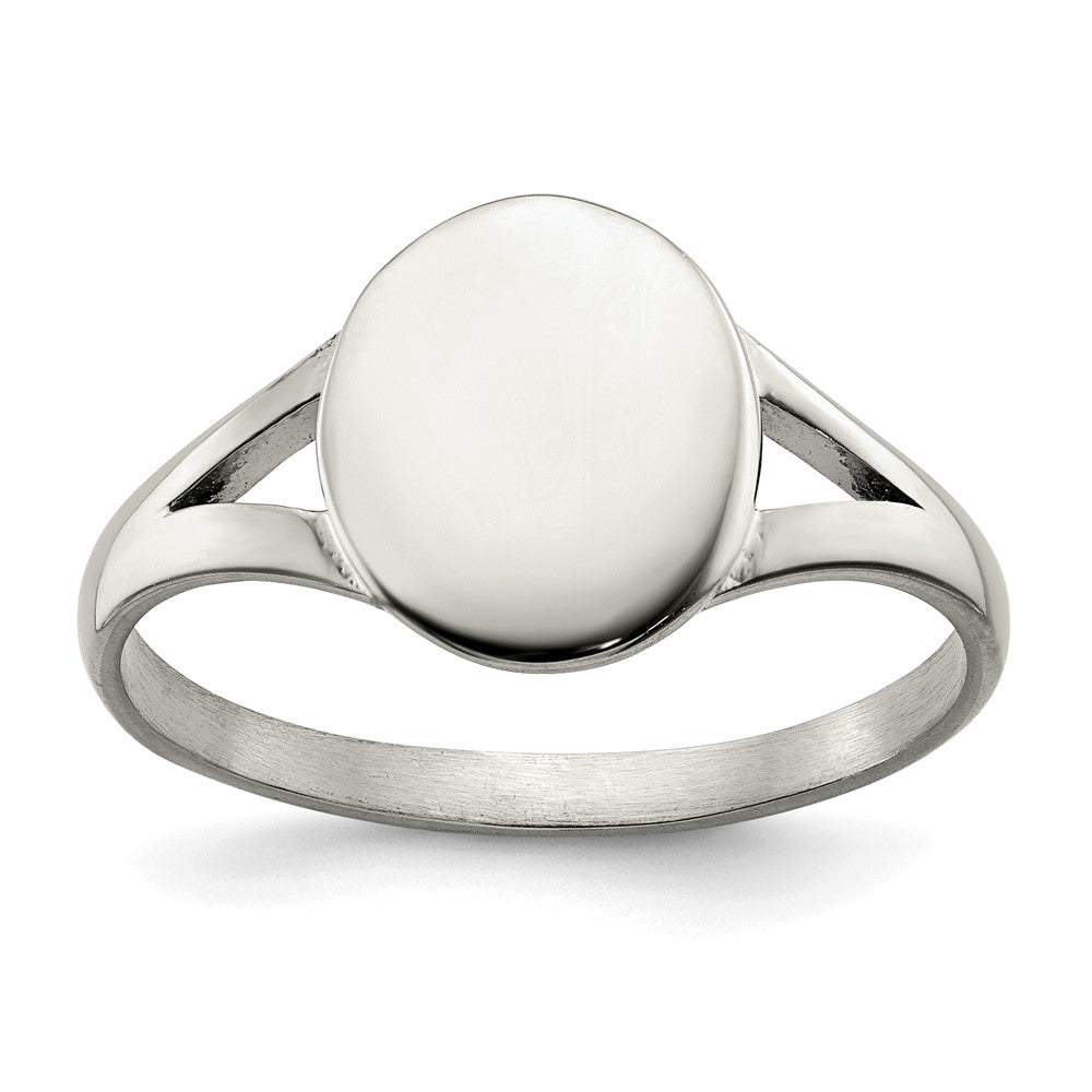 Chisel Stainless Steel Polished Oval Disc Ring