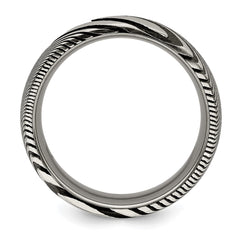 Chisel Damascus Steel Polished 8mm Band