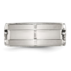 Chisel Stainless Steel Brushed and Polished Fleur de lis 10mm Band