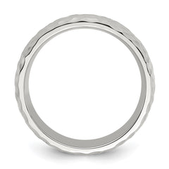 Chisel Stainless Steel Brushed and Polished Hammered 7.5mm Band
