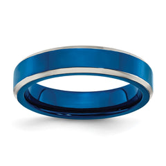 Chisel Stainless Steel Polished Blue IP-plated 5mm Band