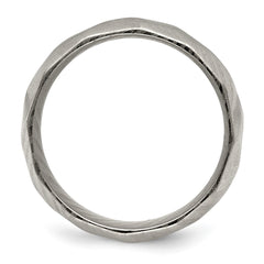 Chisel Damascus Steel Polished Faceted 7mm Band