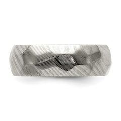 Chisel Damascus Steel Polished Faceted 7mm Band