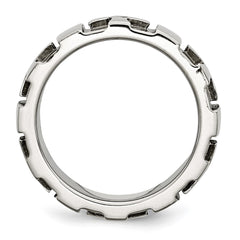 Chisel Stainless Steel Brushed and Polished 3pt Diamond Cross 9mm Band