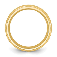 Chisel Stainless Steel Polished Yellow IP-plated Etched Design Ridged Edge 7.5mm Band