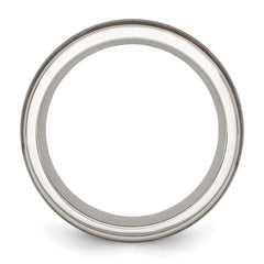 Chisel Stainless Steel Polished with Wood Inlay Arrow 8mm Band