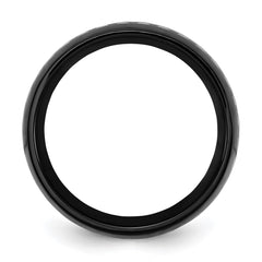 Chisel Stainless Steel Polished Black IP-plated with Carbon Fiber Inlay 8mm Band