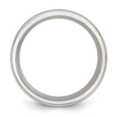 Chisel Stainless Steel Polished with Black Carbon Fiber Inlay CZ Cross 8mm Band