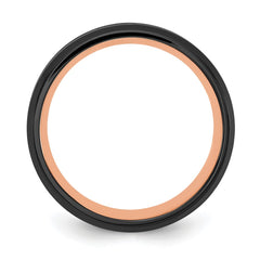 Chisel Stainless Steel Brushed and Polished Black and Rose IP-plated 8mm Band