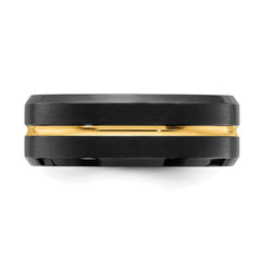 Chisel Stainless Steel Brushed and Polished Black and Yellow IP-plated 8mm Band
