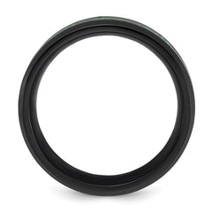 Chisel Stainless Steel Polished Black IP-plated Dragon Design with Green Glow in the Dark Enamel 8mm Band