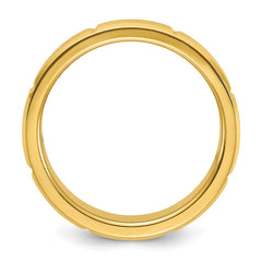 Chisel Stainless Steel Brushed and Polished Yellow IP-plated Grooved 6mm Band