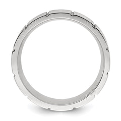 Chisel Stainless Steel Polished and Grooved 8mm Band