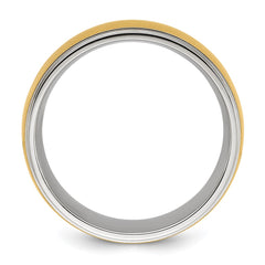 Chisel Stainless Steel Polished with Brushed Yellow IP-plated Center 8mm Band