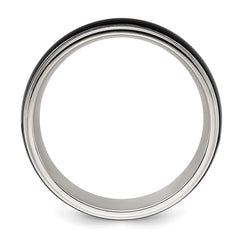 Chisel Stainless Steel Polished with Brushed Black IP-plated Center 8mm Band