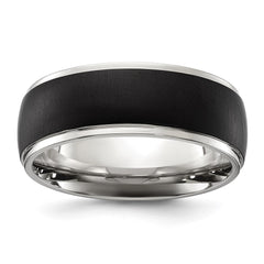 Chisel Stainless Steel Polished with Brushed Black IP-plated Center 8mm Band