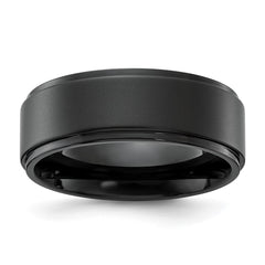 Chisel Stainless Steel Polished Black IP-plated Brushed Center 8mm Band