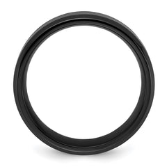 Chisel Stainless Steel Polished Black IP-plated with Blue Star Sandstone Inlay 8mm Band