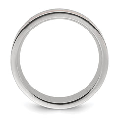 Chisel Stainless Steel Polished with Wood Inlay 8mm Band