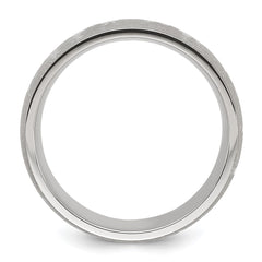 Chisel Stainless Steel Polished with Lasered Tree Design 8mm Band