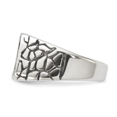 Chisel Stainless Steel Antiqued and Polished Yellow IP-plated with CZ Cross Signet Ring