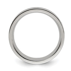 Chisel Stainless Steel Polished with Wood, Imitation Meteorite and Red Stone Inlay 8mm Band