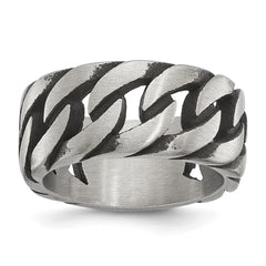 Chisel Stainless Steel Antiqued and Polished Chain Design Band