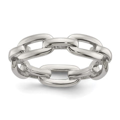 Chisel Stainless Steel Polished 6mm Chain Link Design Ring