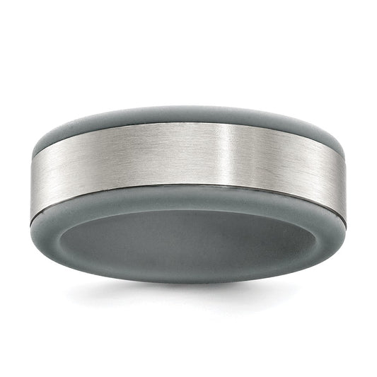 Chisel Stainless Steel Brushed Grey Silicone Center 8mm Band