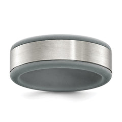 Chisel Stainless Steel Brushed Grey Silicone Center 8mm Band