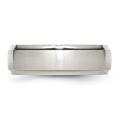 Chisel Stainless Steel Polished with Brushed Center 7mm Ridged Edge Band