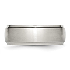 Chisel Stainless Steel Polished with Brushed Center 8mm Ridged Edge Band