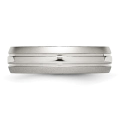 Chisel Stainless Steel Polished with Brushed Edge 6mm Grooved Band