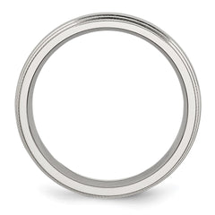 Chisel Stainless Steel Polished 6mm Grooved and Beaded Band