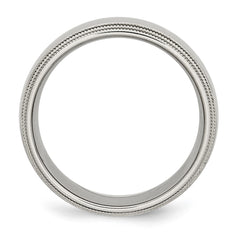 Stainless Steel Grooved and Beaded 8mm Polished Band