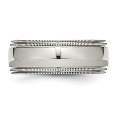 Stainless Steel Grooved and Beaded 8mm Polished Band