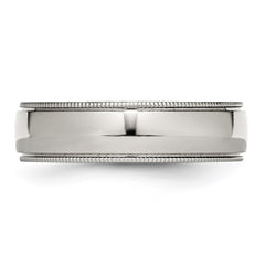 Chisel Stainless Steel Polished 6mm Grooved and Beaded Band