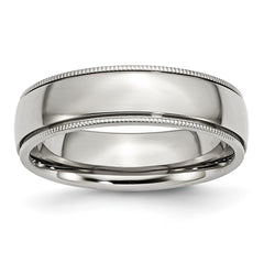 Chisel Stainless Steel Polished 6mm Grooved and Beaded Band