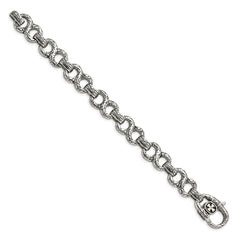 Chisel Stainless Steel Antiqued Polished and Textured 8.5 inch Infinity Symbol Link Bracelet SRB1037-8.5