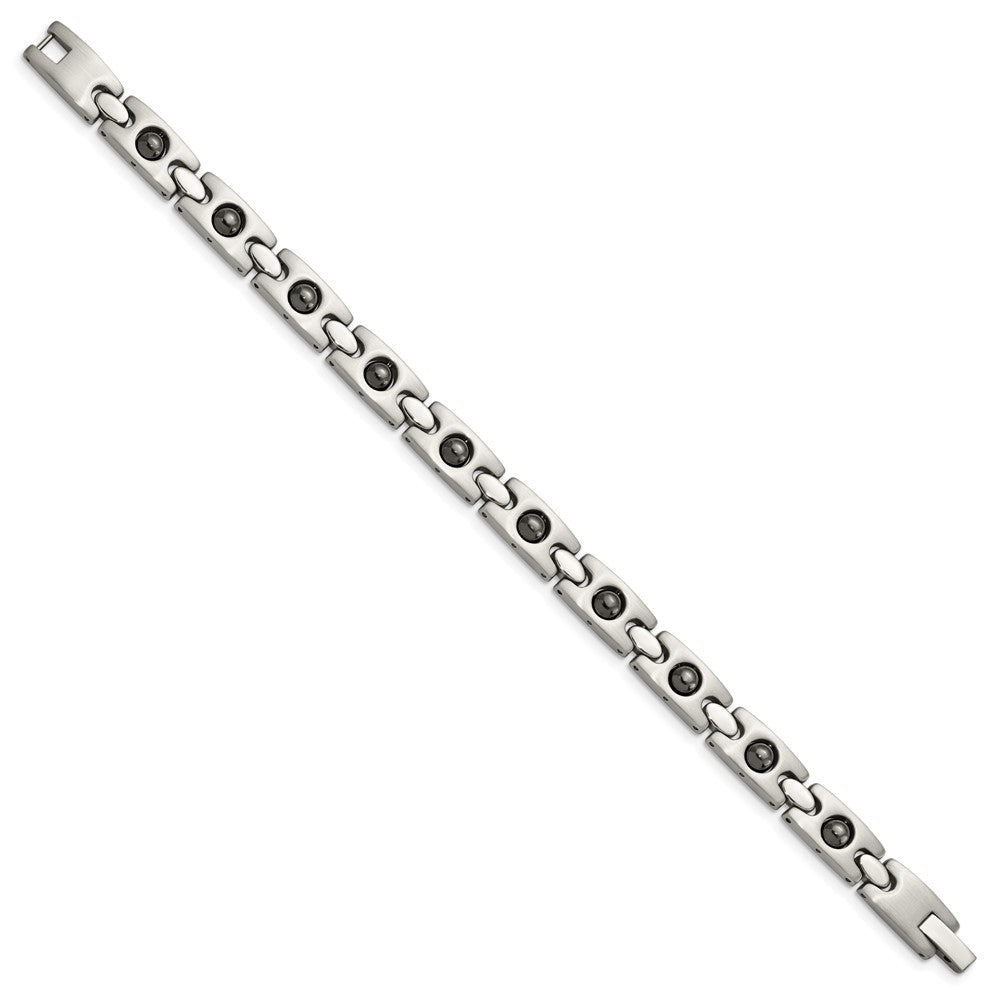 Chisel Stainless Steel Brushed and Polished with Magnetic Ball Accent 8.5 inch Link Bracelet SRB105-8.5