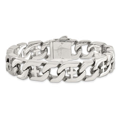 Chisel Stainless Steel Polished Crosses 8.5 inch Link Bracelet SRB1061-8.5
