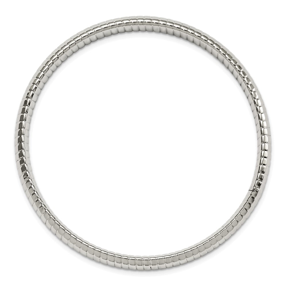 Chisel Stainless Steel Polished and Textured Hollow Bangle SRB1084