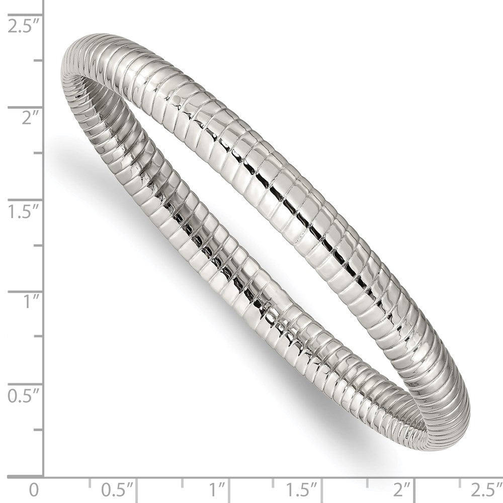 Chisel Stainless Steel Polished and Textured Hollow Bangle SRB1084
