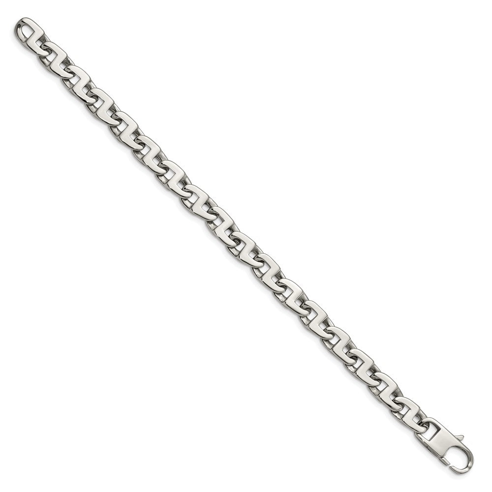 Chisel Stainless Steel Polished 8.5 inch Fancy Square Link Bracelet SRB1099-8.5