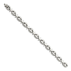 Chisel Stainless Steel Polished 8.5 inch Cross Link Bracelet SRB1102-8.5